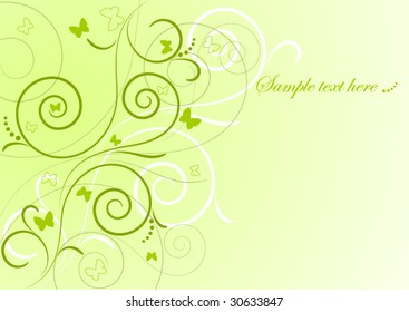 beautiful background with green butterflies