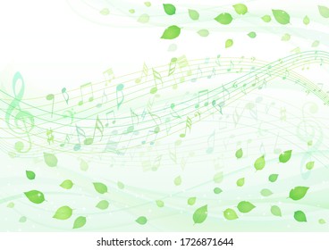 Beautiful background with green leaves flying