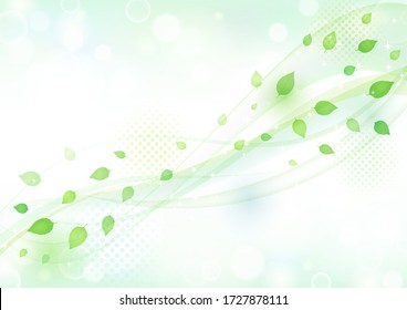 Beautiful background with green leaves flying