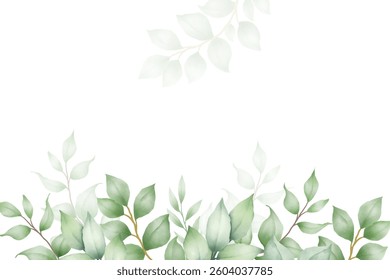 Beautiful background green leaves watercolor