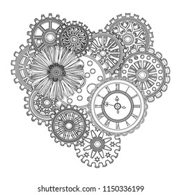 Beautiful Background Heart Style Steampunk Black Stock Vector (Royalty ...