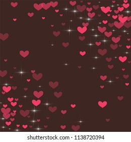 Beautiful background with hearts and glitter for covers and invitation cards.