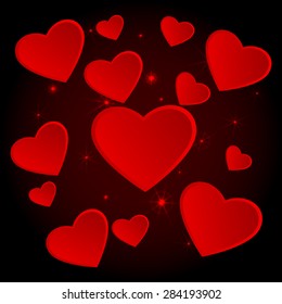 Beautiful background with hearts and light effects.
