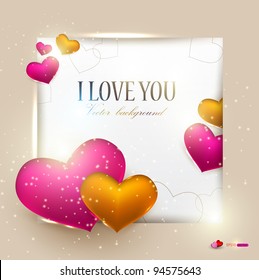 Beautiful background with hearts and place for text. Valentine's Day. Vector illustration
