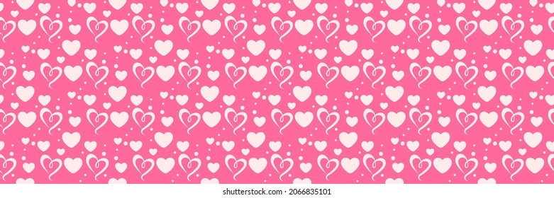 Beautiful background image with hearts on a pink background for your design. Seamless background for wallpaper, textures. Vector illustration.