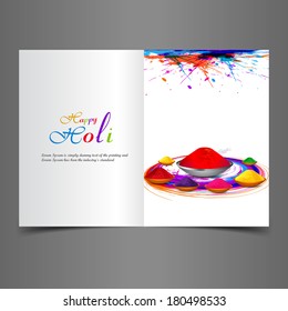 Beautiful background of indian festival holi greeting card with colorful text splash vector