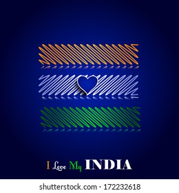 A Beautiful background with Indian Tri-color  Flag. Vector Illustration.