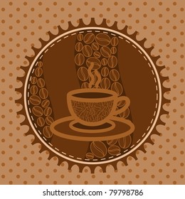 Beautiful background with a lace and coffee cup. Vector