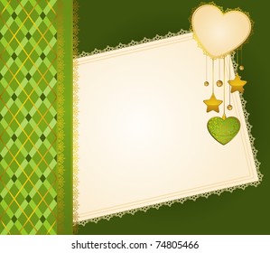Beautiful background with lace and hearts. Vector