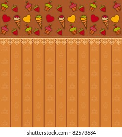 Beautiful background with a lace and sweetness. Vector