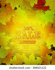 Beautiful background with leaves of autumn sale.