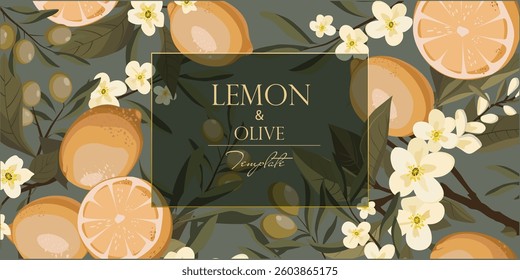Beautiful background with lemons, template for text
