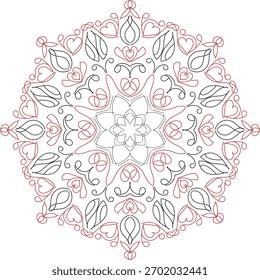 Hermoso diseño de mandala de fondo en negro y rosa