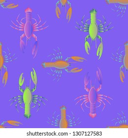 Beautiful background multicolor pattern seamless lobster.