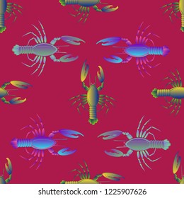 Beautiful background multicolored pattern seamless lobster.