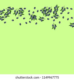 Beautiful background with olives on a green background.