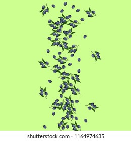 Beautiful background with olives on a green background.