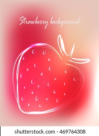 Beautiful background with outline strawberry in appetizing colors, vector illustration. Can be used as greeting or invitation card