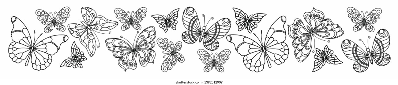 
beautiful background with painted butterflies
