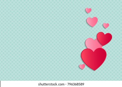 Beautiful background with paper hearts and copyspace. Valentine's Day, Women's Day and Mother's Day. Vector.