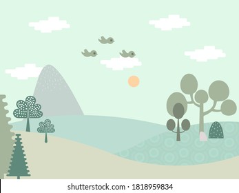 Beautiful background of pastel mountains.Mountain aesthetic landscapes.