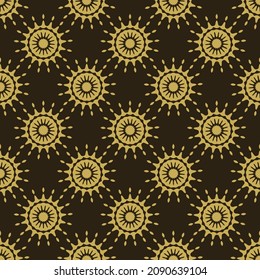 Beautiful background pattern with decorative gold ornament on a black background. Fabric texture swatch, seamless wallpaper. Vector illustration