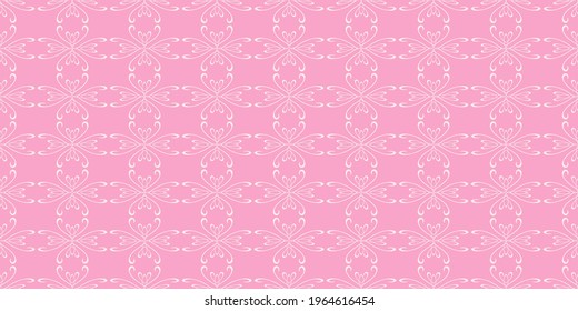 Hermoso patrón de fondo con adorno floral sobre fondo rosado, fondo de pared. Patrón sin brillo, textura. Ilustración del vector