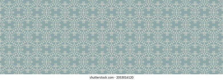 schönes Hintergrundmuster mit floralen Ornamenten auf blauem Hintergrund Vintage-Stil nahtlos Muster, Textur Vektorbild