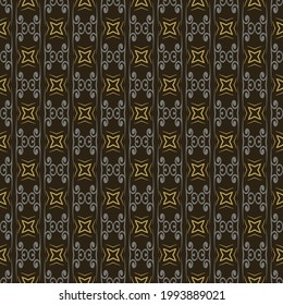 Beautiful background pattern with geometric elements of gray and gold color on a black background, wallpaper. Seamless pattern, texture. Vector image