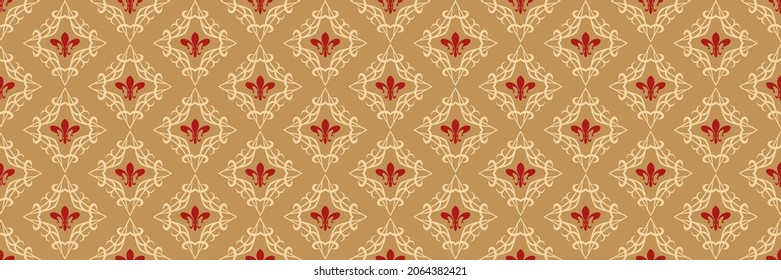 Beautiful background pattern in Indian style with ornament on gold background. Seamless background for wallpaper, textures. Vector illustration.
