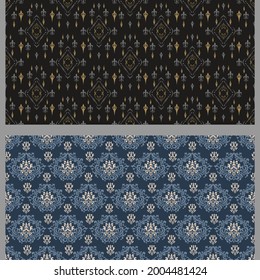Beautiful background patterns with floral elements. Set. Wallpaper. Seamless pattern, texture. Vector illustration for design
