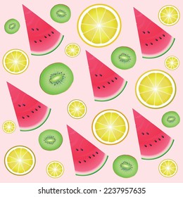 Beautiful background pieces of ripe fruit. Vector art illustration