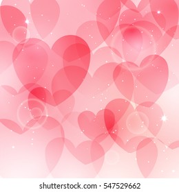 Beautiful background with pink hearts
