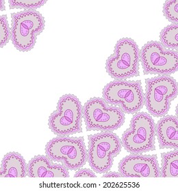 beautiful background of pink openwork hearts vector