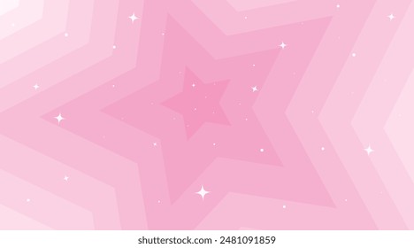 Hermoso fondo de estrellas rosadas con destellos. Ilustración vectorial