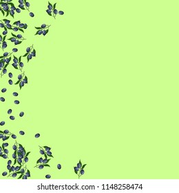 Beautiful background with plums on a green background.