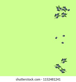 Beautiful background with plums on a green background.