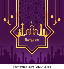 Hermoso fondo morado ramadan kareem vector