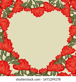 
Beautiful  background with red peonies  flower design greeting card and invitation of wedding birthday and other seasonal holiday .￼
