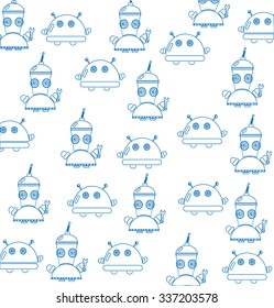 beautiful background with robots on a white background