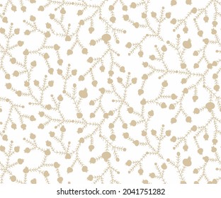 Beautiful background of seamless floral pattern, beige Flower with Levaes and pomegranate on white Background