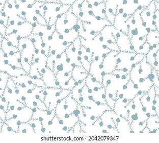 Beautiful background of seamless floral pattern, blue Flower with Levaes and pomegranate on white Background
