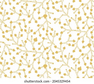 Beautiful background of seamless floral pattern, yellow Flower with Levaes and pomegranate on white Background