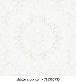 Beautiful background of seamless floral pattern. vector illustration. monochrome white gold color