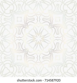 Beautiful background of seamless floral pattern. vector illustration. monochrome white gold color