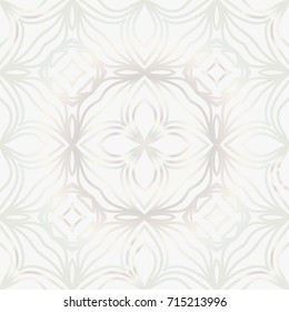 Beautiful background of seamless floral pattern. vector illustration. monochrome white gold color
