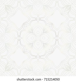 Beautiful background of seamless floral pattern. vector illustration. monochrome white gold color