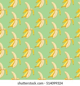 Beautiful background seamless pattern black with yellow 3D fruits banana. Trendy creative wallpaper. Vector illustration. Perfect for printing on fabric or paper. Cloth design, wallpaper, wrapping.