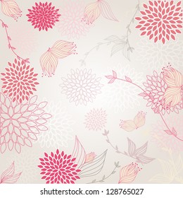 Beautiful background with seamless pattern pink flower