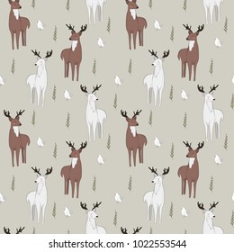 Beautiful background with snow deer for the production of wallpapers, postcards, covers, children's books and other things.